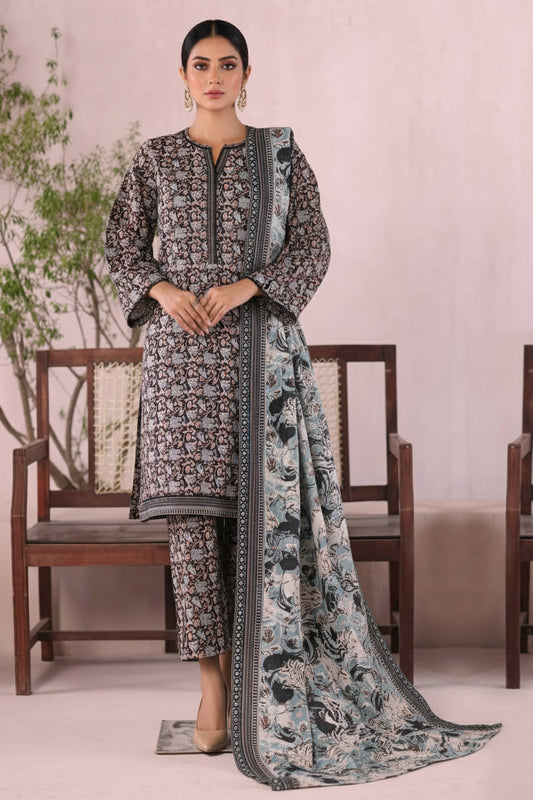 Bin Saeed Black Costal Green Khaddar