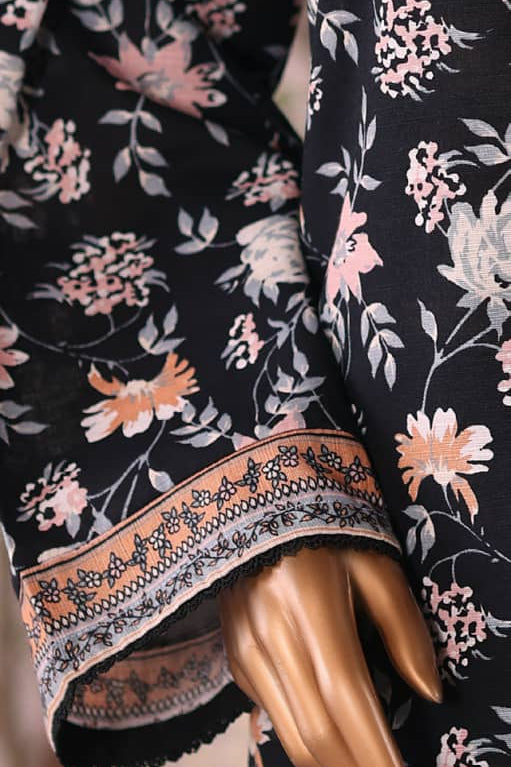 Bin Saeed Black Pink Floral Khaddar