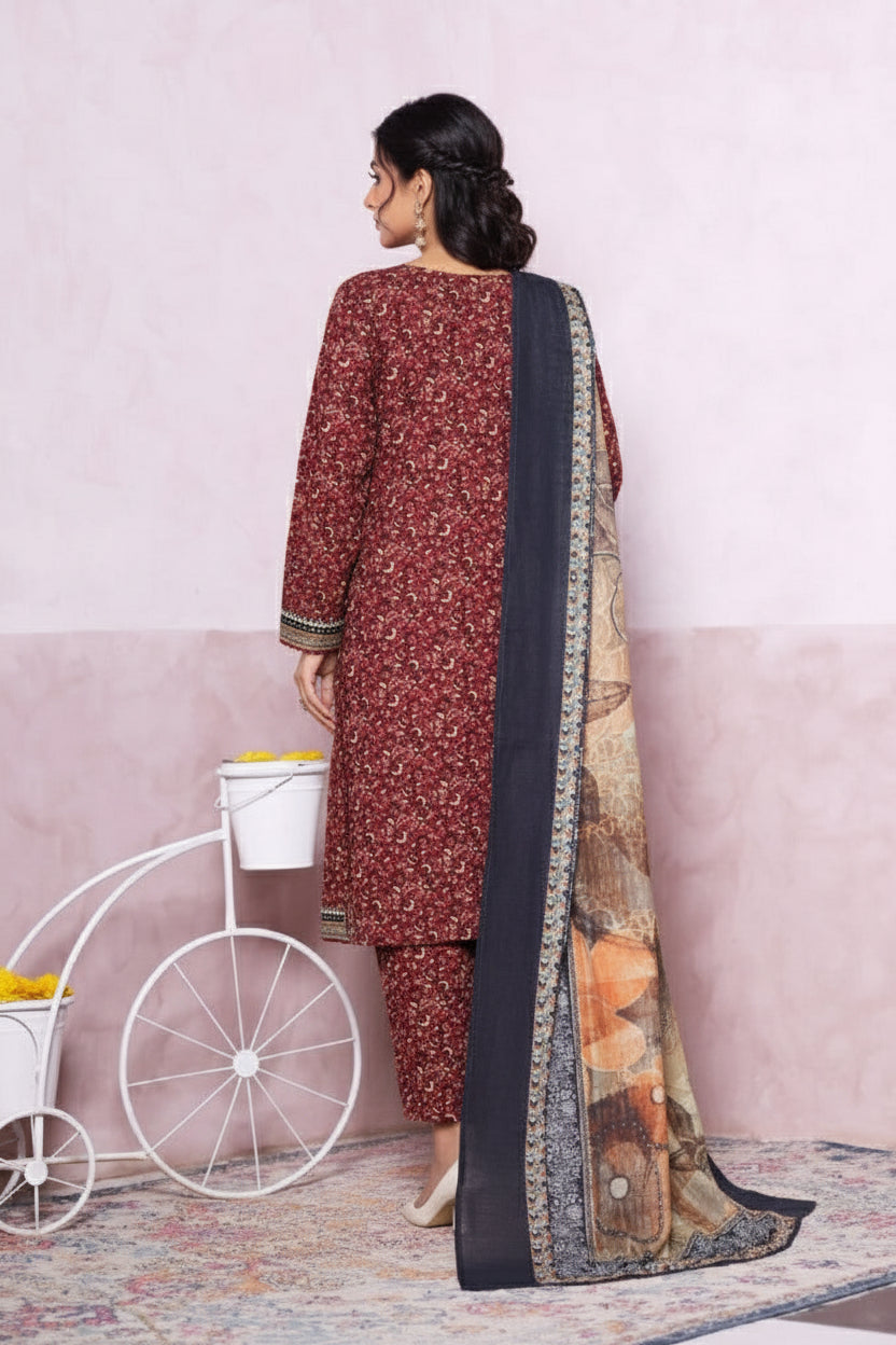 Bin Saeed Maroon Red Khaddar