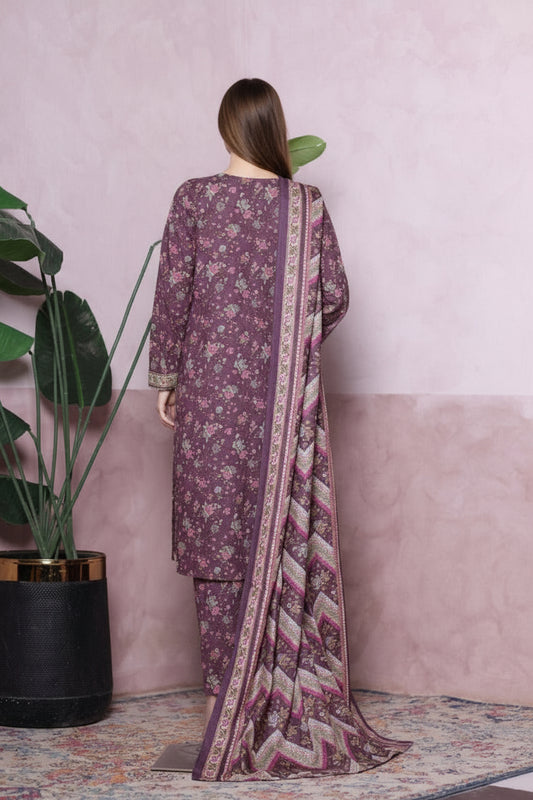 Bin Saeed Purple Floral Khaddar