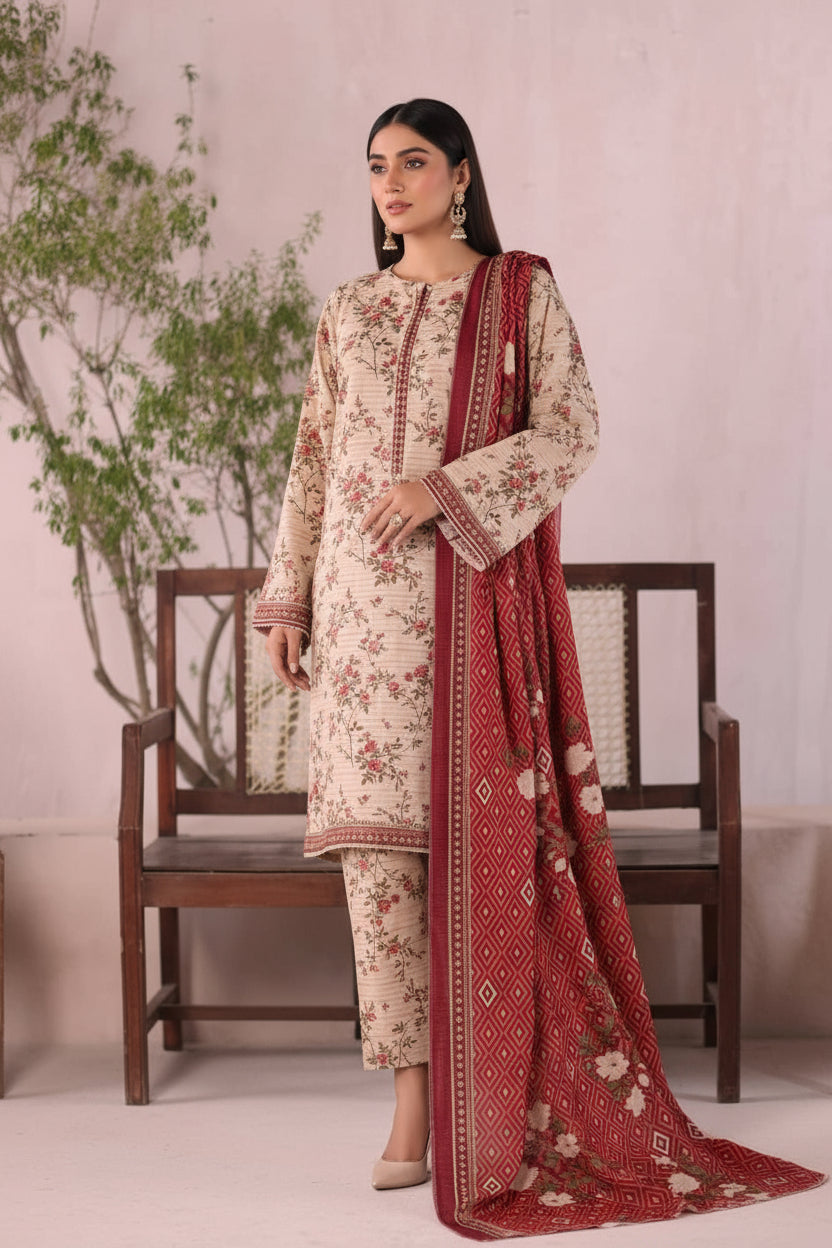 Bin Saeed Floral Tea Khaddar