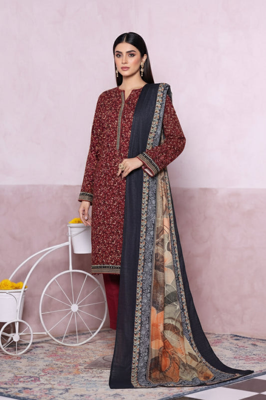 Bin Saeed Maroon Red Khaddar